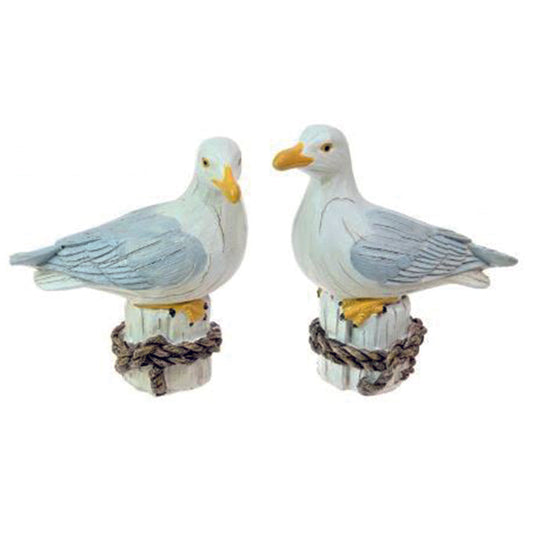 Resin seagull on post ornament small