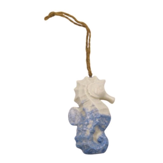 Hanging Decoration - Blue and White Resin Seahorse
