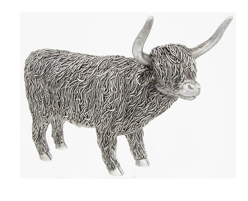 Silver highland cow lg ornament