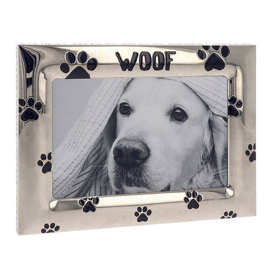 Photo Frame. Silver Woof with Paw Prints 5x7"