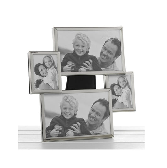 Photo frame.  Silver overlap collage 4 pics