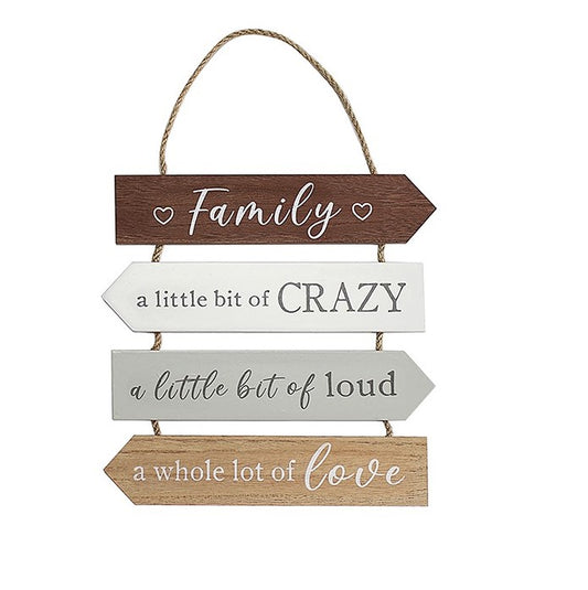 Wooden hanging slatted plaque - FAMILY, a little bit of crazy....