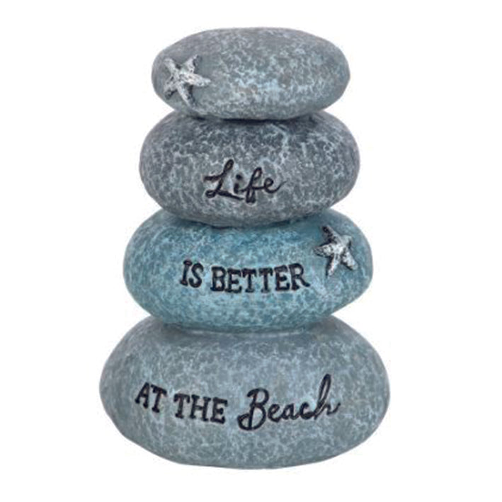 Stacked resin pebbles - Life is better at the beach