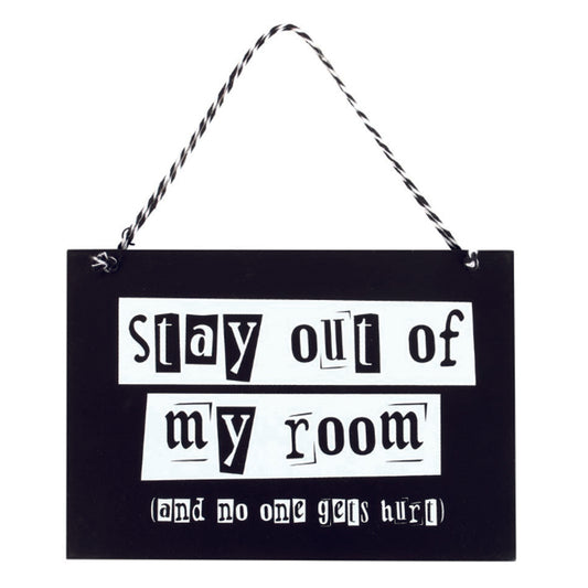 Wooden hanging sign. Stay out of my room