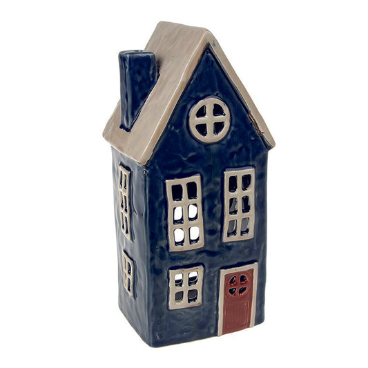 Village Pottery Tall navy Cottage Tealight holder