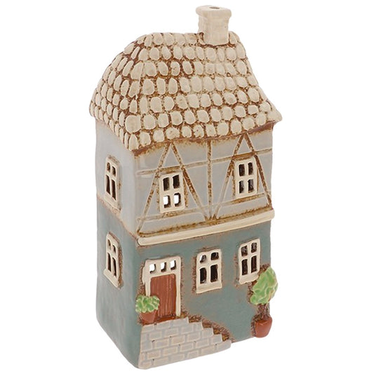 Village Pottery Tall House With Steps Tealight Holder
