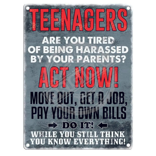 Large metal sign - Teenagers - Act Now