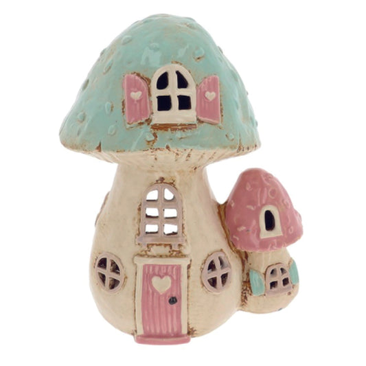 Village Pottery Pastel Toadstool Double House Tealight Holder