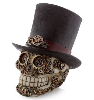 Skull with top hat and cogs