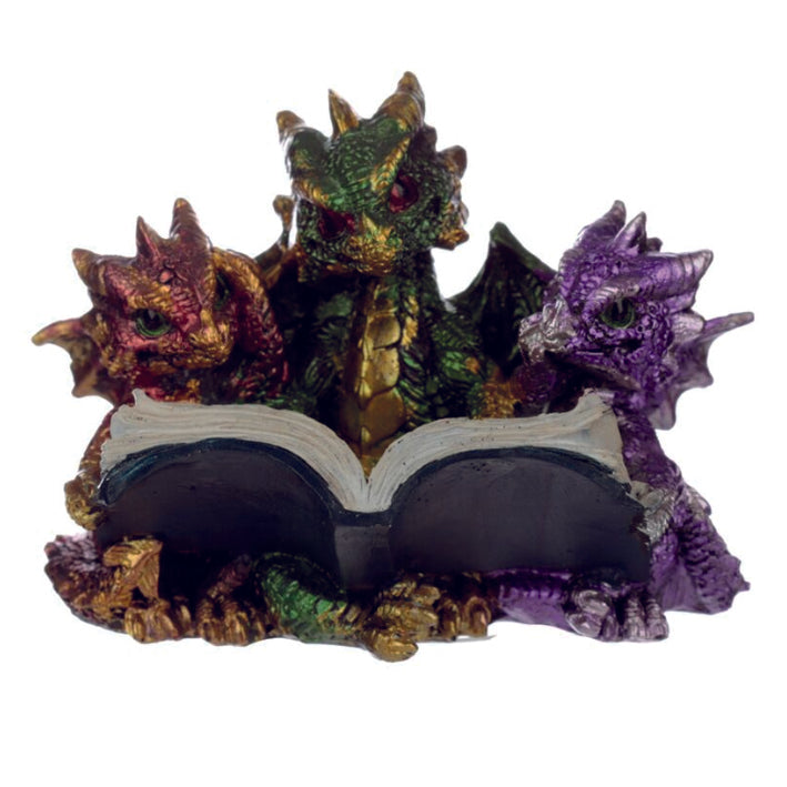 Dark Legends Three Baby Dragons Reading a Book
