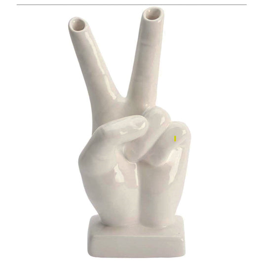 White Ceramic Two Fingers Vase