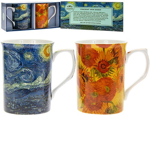 Boxed mugs.  Set of 2 different Vincent Van Gogh prints