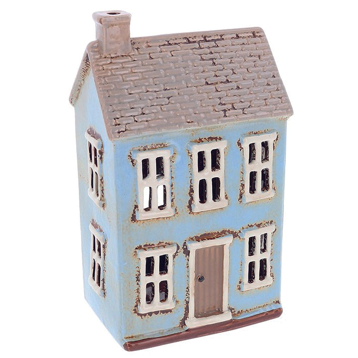 Village Pottery Tiled Blue House Tealight Holder