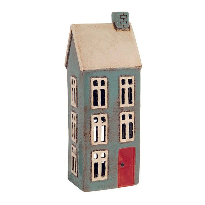 Village Pottery Large Tall Grey House Tealight Holder