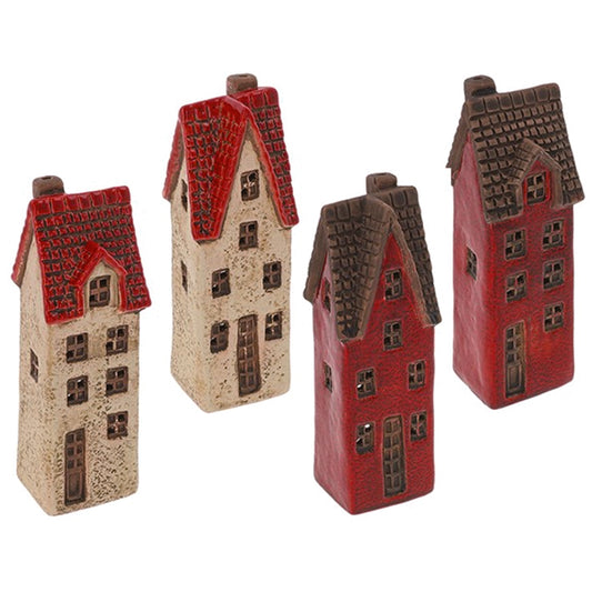 Vintage Village Tall House Tealight Holders