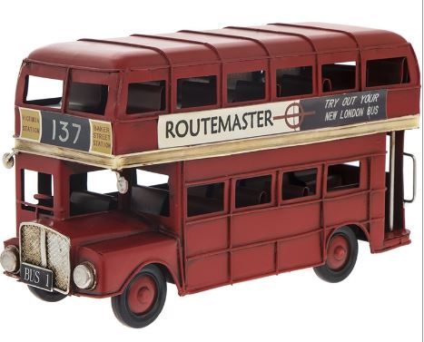 Vintage tin red bus Ornament