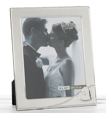 Wedding Photo Frame. Silver heart 8x10"