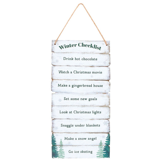 Wooden hanging slatted plaque - Winter Wonderland Checklist