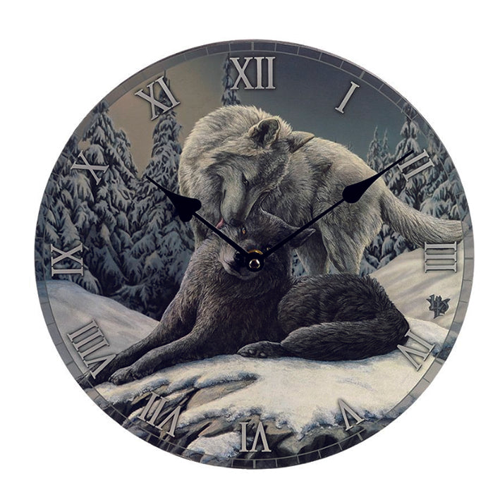 Wall Clock - Snow Kisses Winter Wolf Picture Clock