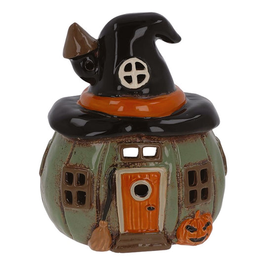 Village Pottery Witch and Cauldron Tealight Holder