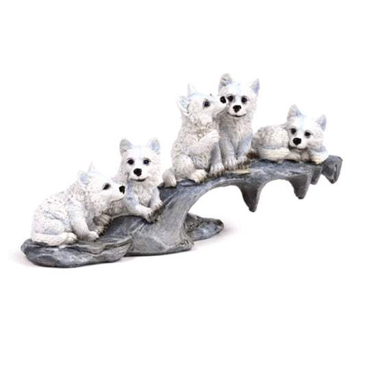 Ornament of Wolf Cubs on a Stone Outcrop