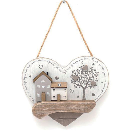 Wooden house hanging heart plaque