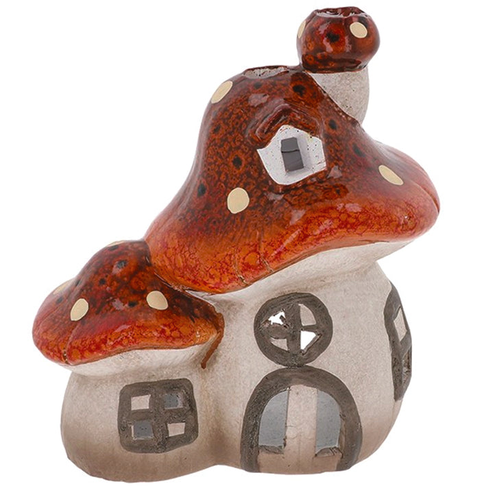 Woodland Mushroom Double House Tealight Holder Lg
