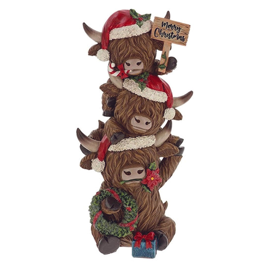 Hughie the Highland Cows, Christmas Cows stacked on top of each other