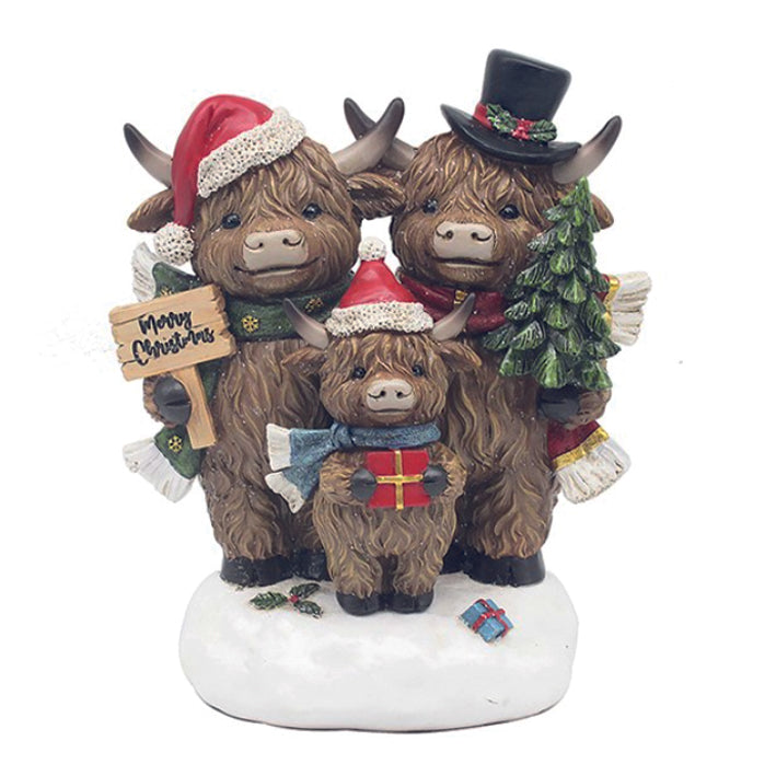 Highland Cows Christmas Family Group
