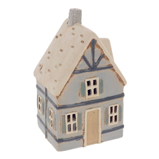 Village Pottery Blue Tudor House Tealight Holder