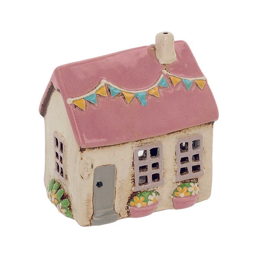 Village Pottery Garden Flags House Cream Tealight