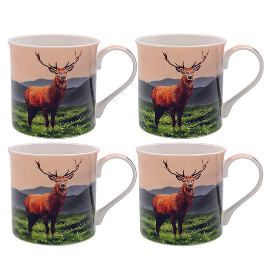 Boxed Set of 4 Mugs with Monarch Stag image