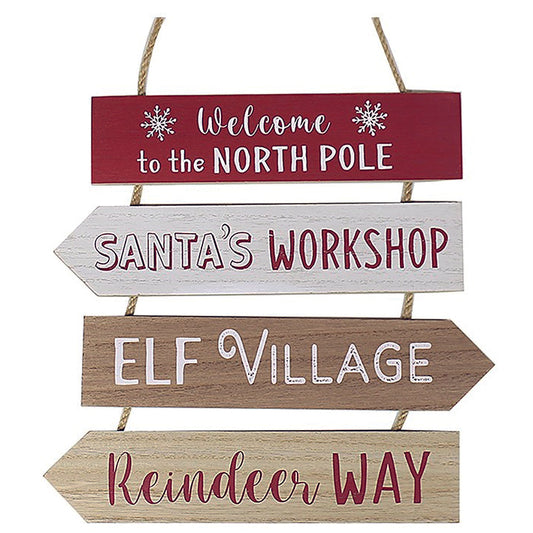 Multi Hanging Plaque.  Welcome To The North Pole, Santa's Workshop .....