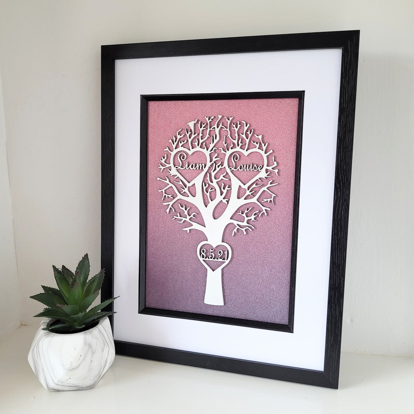 Personalised Laser Cut Tree- 2 name and date wedding gift