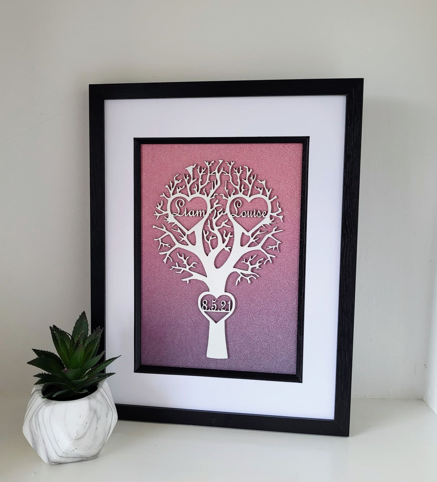 Personalised Laser Cut Tree- 2 name and date wedding gift