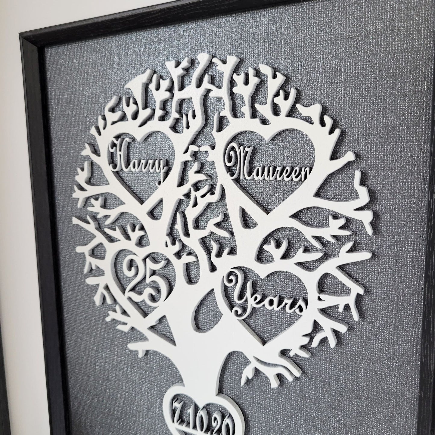 Personalised Framed Laser Cut Tree- 4 words plus date