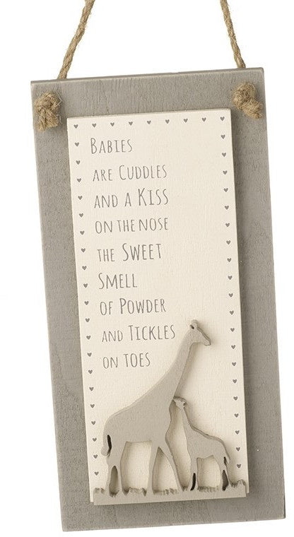 Wooden hanging plaque - Cuddles and kisses