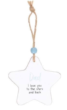 Hanging wooden star - Dad, I love you to the stars and back