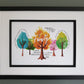 Family quotes in Watercolour Trees.  Framed print