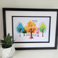 Framed Print.  Friends quotes in Watercolour Trees