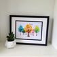 Framed Print.  Friends quotes in Watercolour Trees