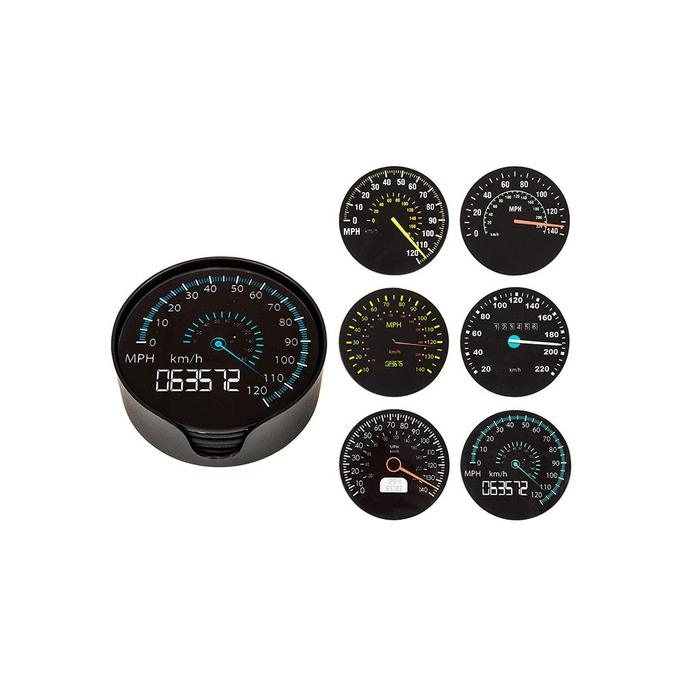 Round glass coasters - speedometer set of 6