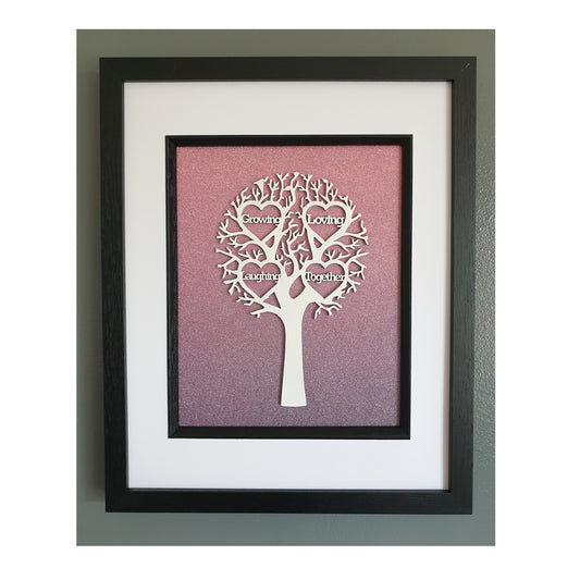 Framed Laser Cut Tree - Growing, Loving, Laughing Together
