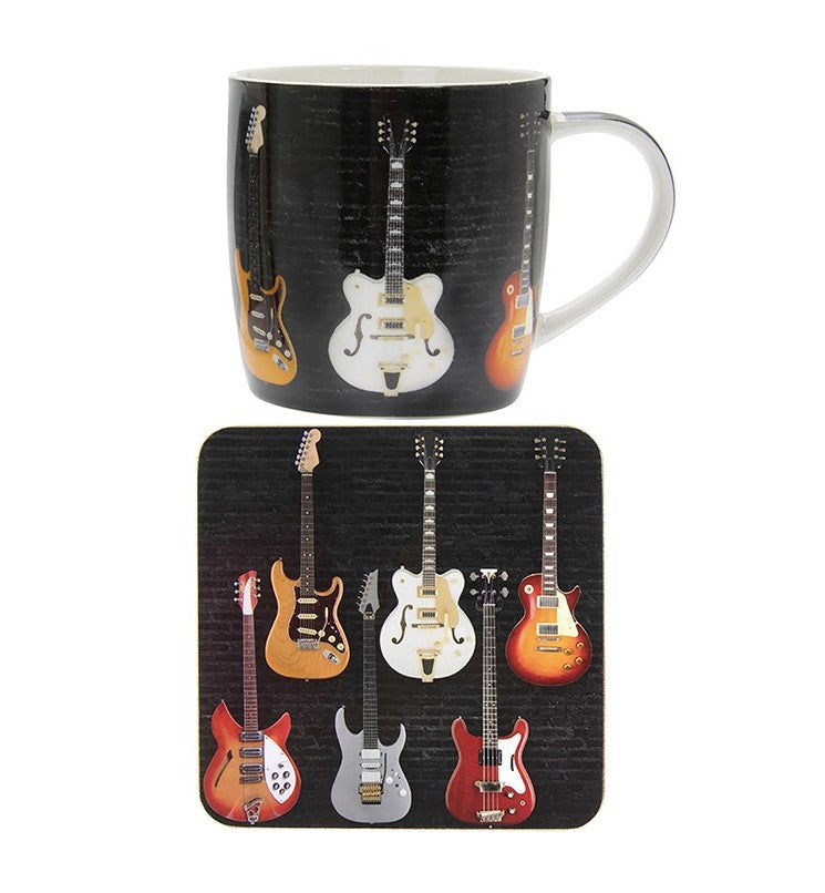 Electric guitar mug and coaster set