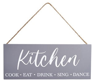 Wooden hanging sign - Kitchen- Cook, eat, drink, sing, dance