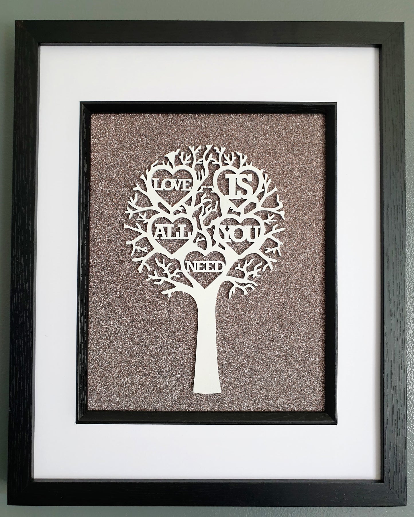 Framed Laser Cut Tree - Love is All You Need