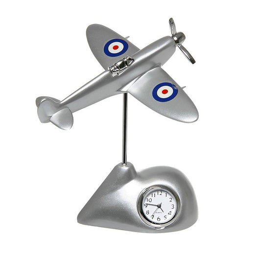 Miniature clock -Silver Flying Spitfire