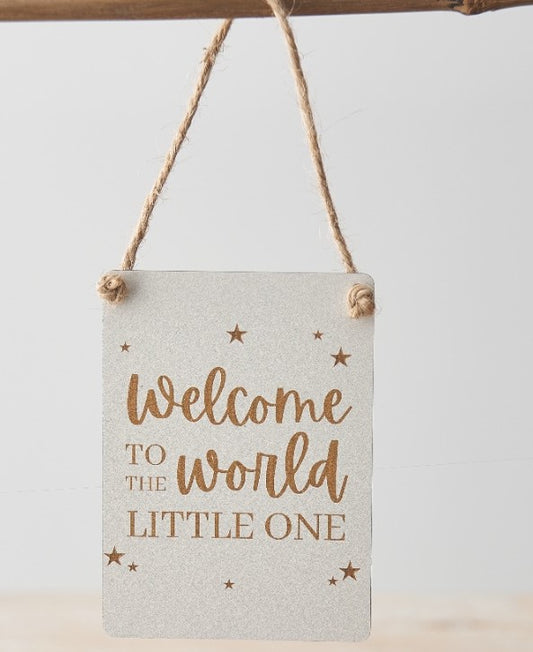 Mini metal sign - Welcome to the world little one