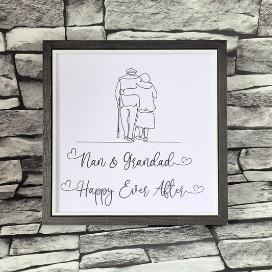 Cheeky One Liner Print Nan & Grandad Happy Ever After