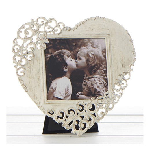 Photo Frame.  Old Cream Lace Heart